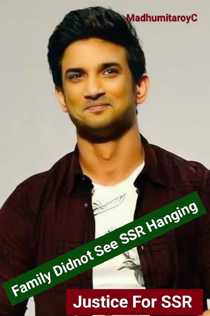 Family Didnot See SSR Hanging

No family member saw his body hanging. There was no suicide note. Yet mumbai police so readily accepted Suicide narrative based on d version of the Staff- most unprofessional!
<a href="/PMOIndia/">PMO India</a> <a href="/HMOIndia/">गृहमंत्री कार्यालय, HMO India</a> <a href="/IPS_Association/">IPS Association</a> <a href="/rashtrapatibhvn/">President of India</a> <a href="/NiteshNRane/">Nitesh Rane</a>