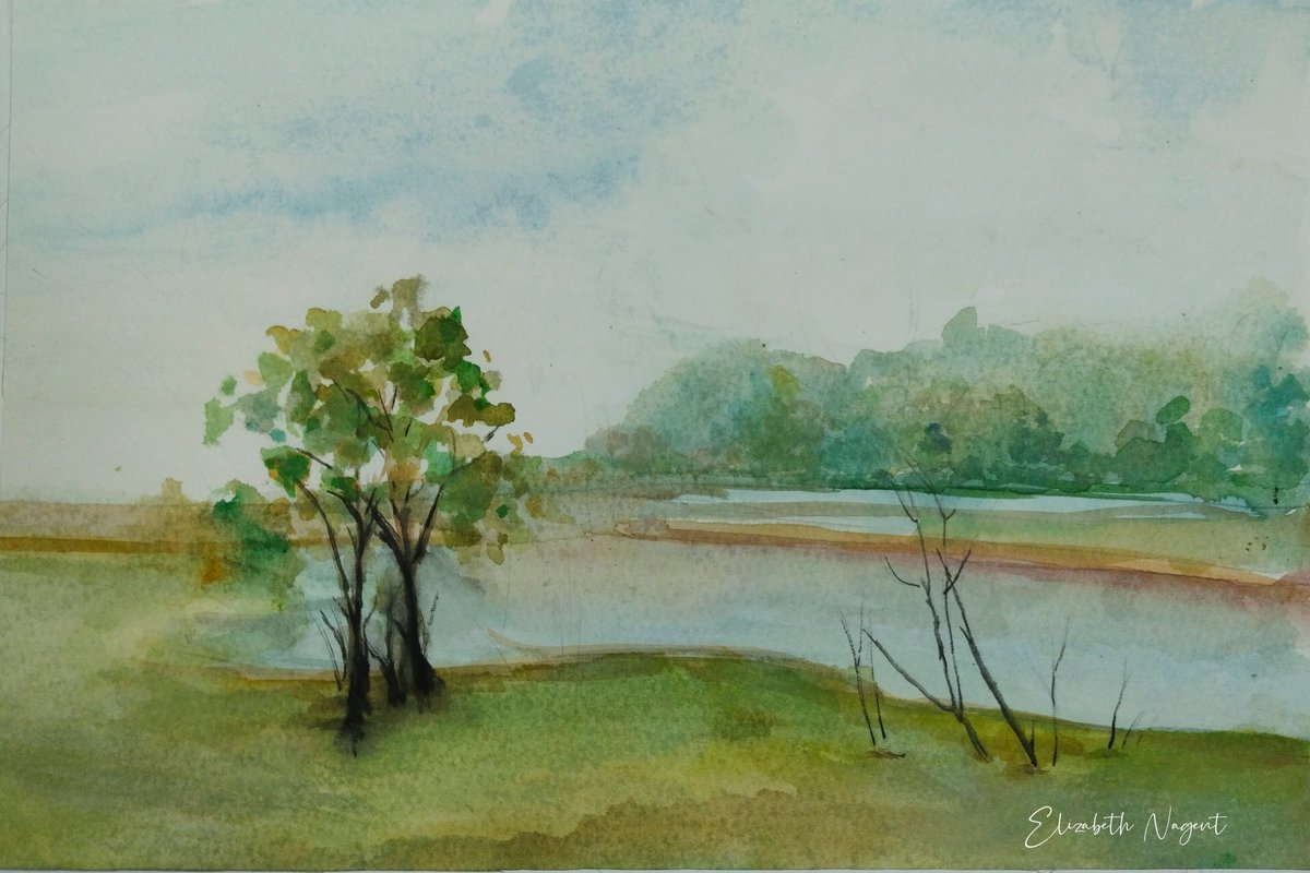 Watercolor painting #lake #myhometown #art #artist #watercolor #painting