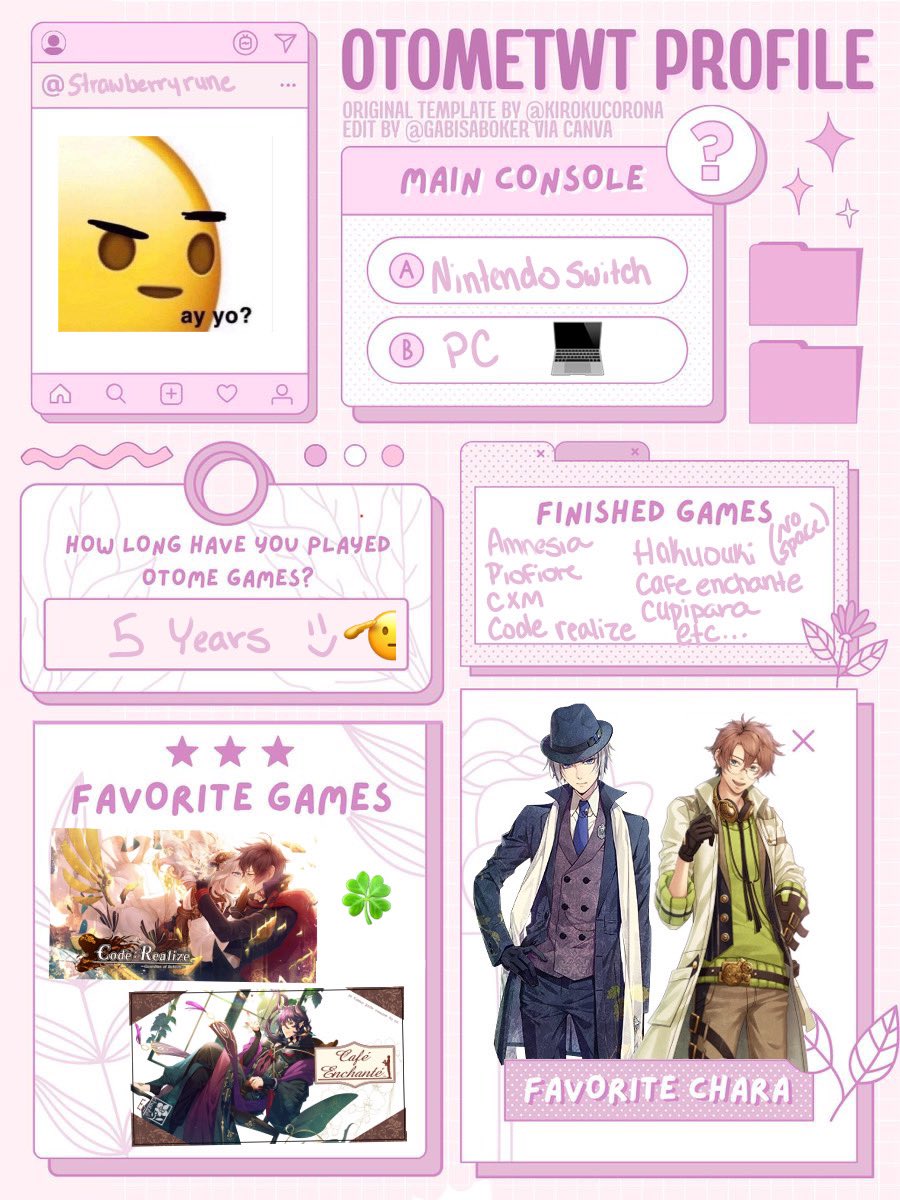 strawberryrune's tweet photo. I’m still not sure what to post yet so here’s this 🫡 #otome #otomegame #imembarrassedthistooksolong #imnewtothis https://t.co/bemGjeiWaH