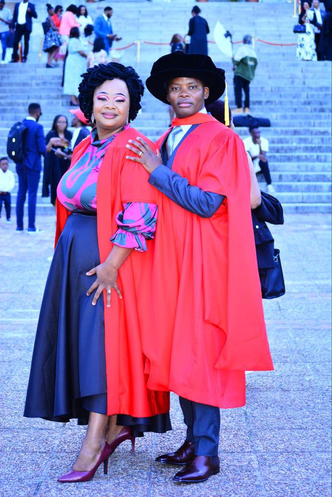 mmayedwa's tweet photo. ‘When greatness meets greatness’. On the 27 of March 2023 Dr Mziwoxolo Mayedwa graduated his PhD @UCT_news and he was accompanied by his wife Dr Noluthando Mayedwa.  #UCTGrad2023 #PhDcouple #PhDparents #CoupleGoals https://t.co/AJWsa8h1iS