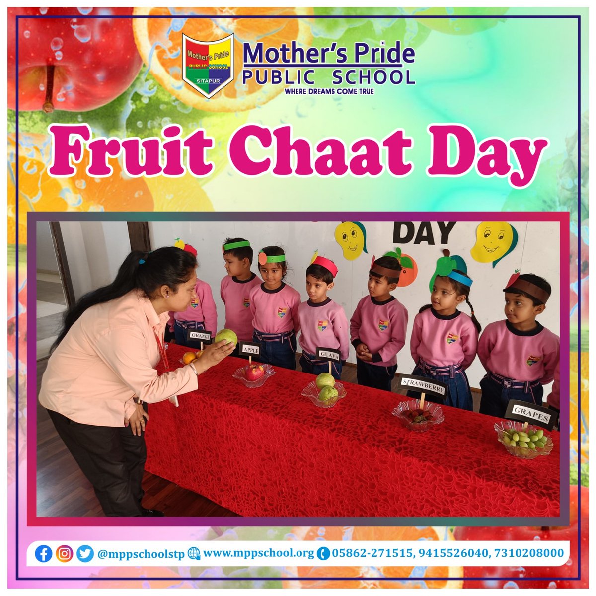 mppschoolstp's tweet image. We #mpps organised Fruit Chaat Day for Classes L.K.G. and U.K.G. in which our prides learnt about different fruits, their minerals, smell, texture, colours and taste. Really it was a fruitful day.
Let's have a look.

#fruitchaat #admissionsopen
