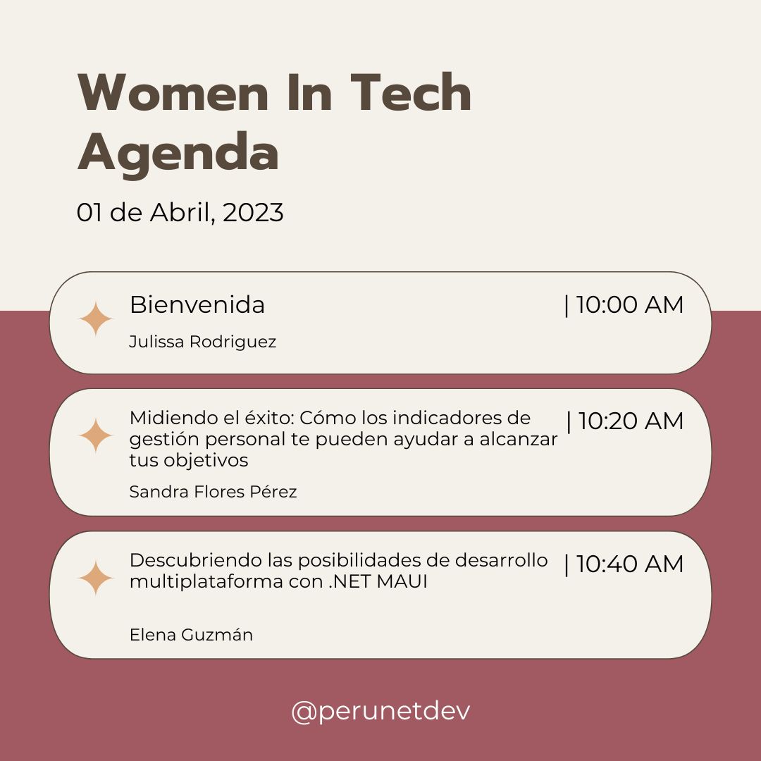 PeruNETDev's tweet image. 👩💻💥 ¡La agenda del evento Women In Tech 2023 ya está aquí!
💻🚀 ¡Esto es un evento que no puedes perderte!
🔗 Link del transmisión: lnkd.in/exmxzrjD
🔗 Link del evento: lnkd.in/eE6jGQMG
1/4 | #womenintech #wit