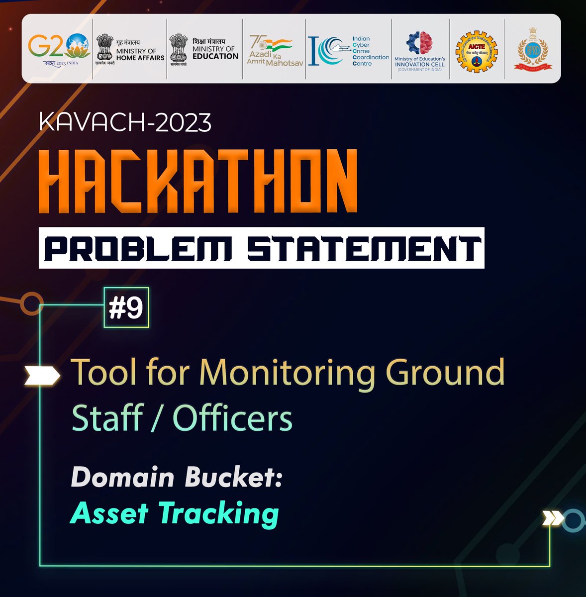 Cyberdost's tweet image. #Kavach2023 | The 9th #ProblemStatement gives a goal to develop a platform or tool to remotely track police officers using NFC (Near Field Communication) to ensure that they stay where they are posted.
Register at kavach.mic.gov.in
#KavachHackathon #Kavach #Dial1930 #G20
