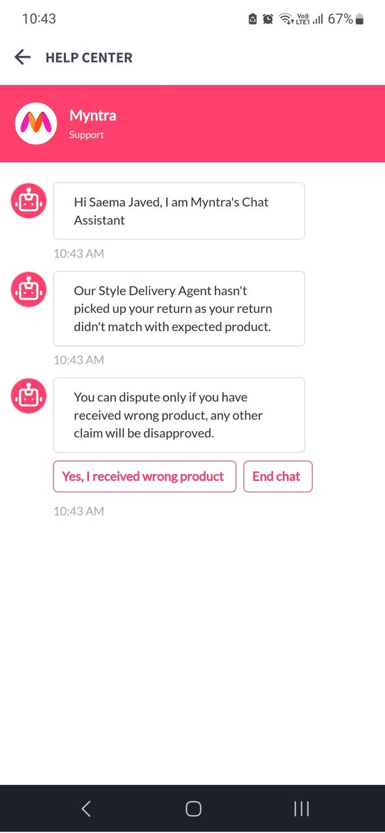 saemajaved's tweet photo. Sick and tired of @myntra @MyntraSupport Despite multiple followups and complaints the products are not picked up and the delivery agent keeps updating wrong information without contacting or visiting me. #liars #poorservice #fake #Useless #theives #wastageoftime https://t.co/QWEbnUiMhQ