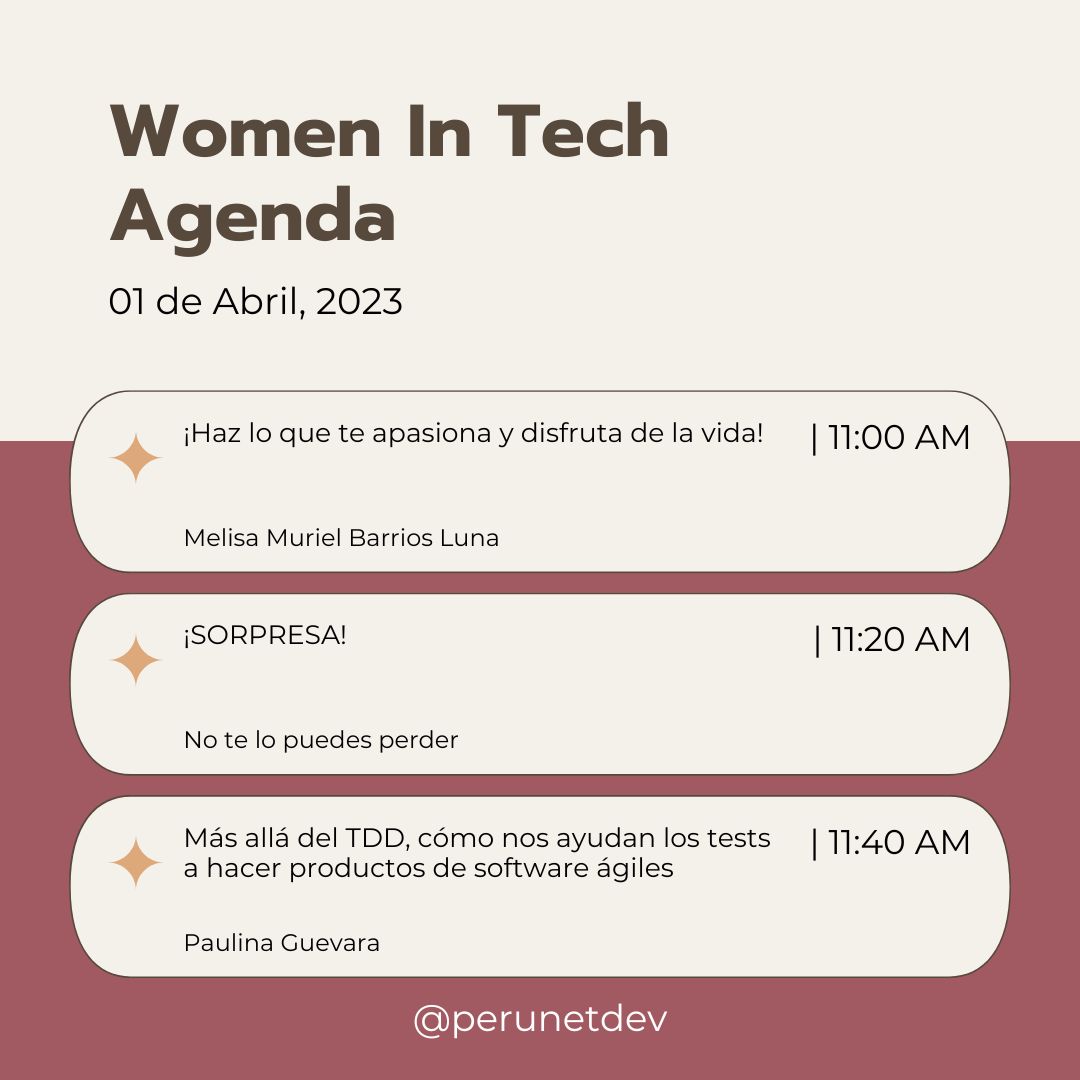 PeruNETDev's tweet image. 👩💻💥 ¡La agenda del evento Women In Tech 2023 ya está aquí!
💻🚀 ¡Esto es un evento que no puedes perderte!
🔗 Link del transmisión: lnkd.in/exmxzrjD
🔗 Link del evento: lnkd.in/eE6jGQMG
cc: @paulinabooleana
2/4 | #womenintech #wit