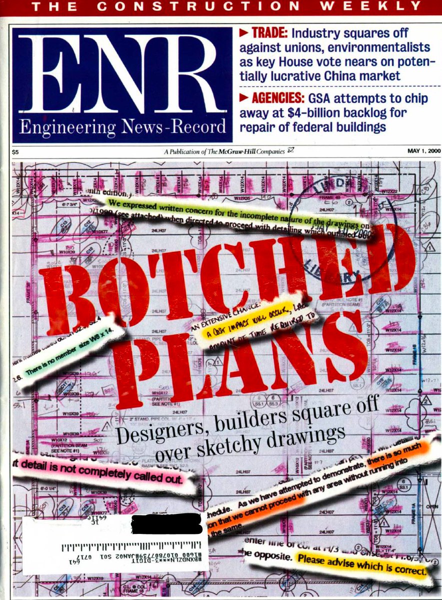 ASCCTechRep's tweet image. Well spin my spurs...cover story dated 1 May 2000 reporting that drawing quality is borderline questionable...Now we have BIM and all is well...correct? Let me RFI that one time and ask the question...rhetorical, of course! 🔥 🔥 🎯