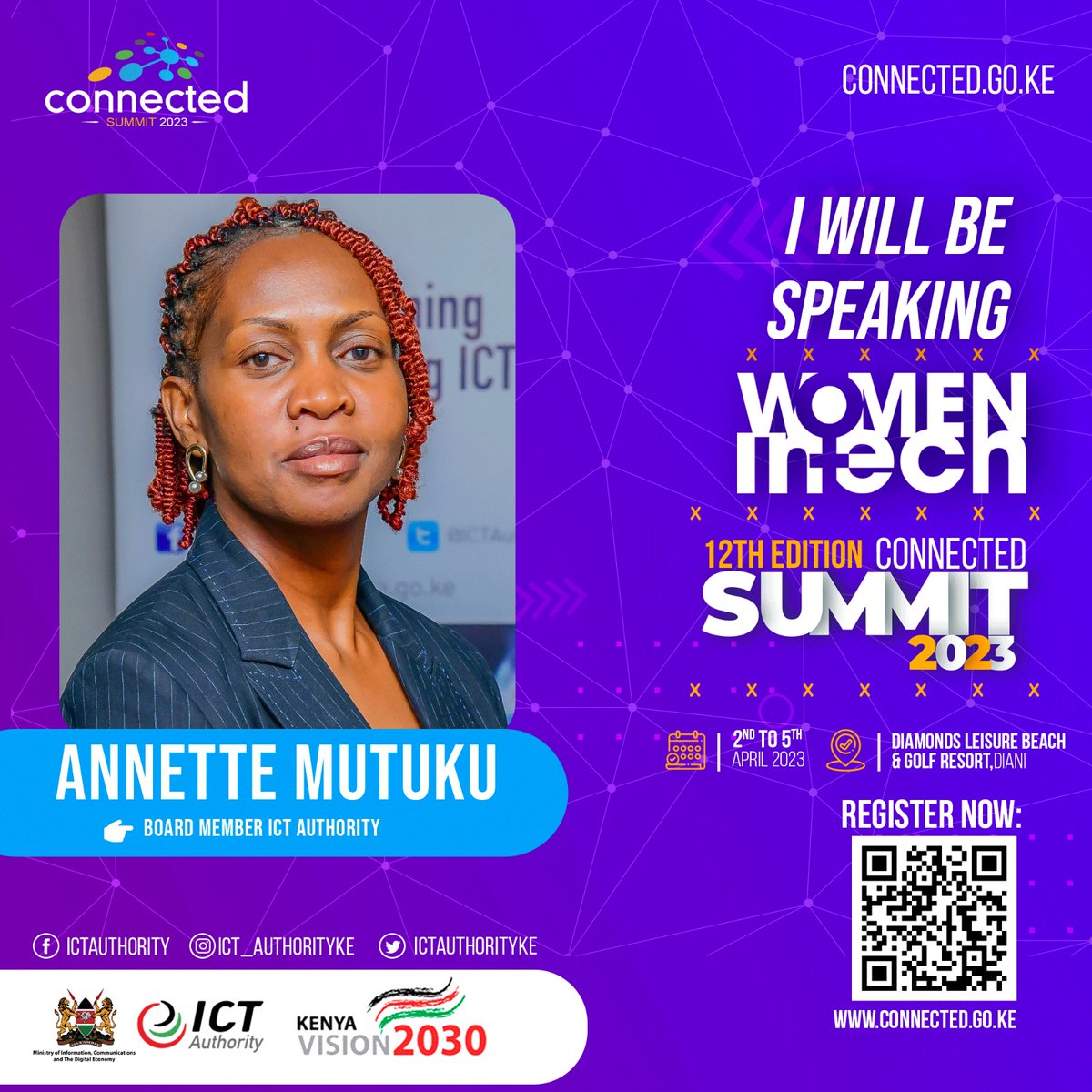 CAS2025_'s tweet image. @AnnetteMutuku1 will be speaking at the exclusive WIT forum during the #ConnectedSummit2023.
She is a Kenyan tech enthusiast and expert, &amp;amp; a businesswoman who currently serves as a Board Member of the @ICTAuthorityKE.