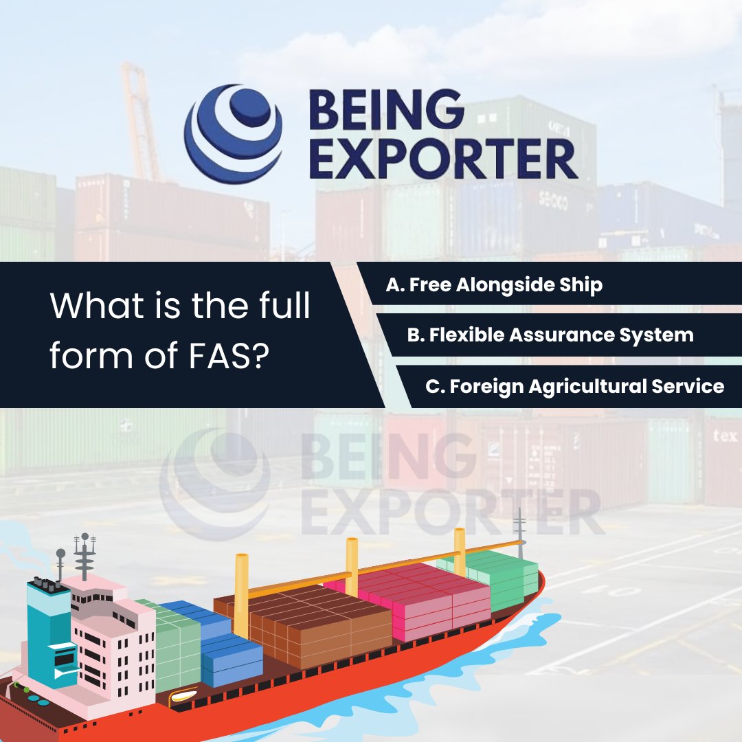 being_exporter's tweet photo. Quiz Time:-

Do you know what FAS's full name is? Write your answer in the comment section. Let's see how many of you can answer correctly. 

#quiztime #FAS #exportimport #export #import #importer #importexport #BhagirathGoswami #beingexporter https://t.co/VJTSolTklv