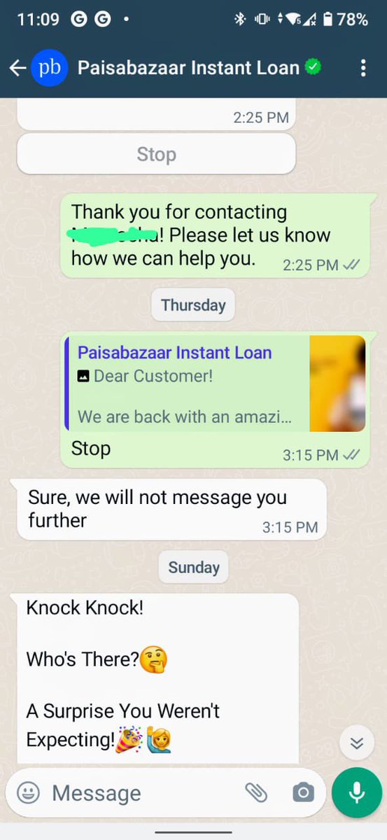 Manishyonzone's tweet photo. Hey @PaisaBazaar_in can’t you understand I don’t need your offer why you have given option to STOP if you send offers details again n again. I have already mailed you for DND this is completely harassment https://t.co/X1rjSJ0Z0r