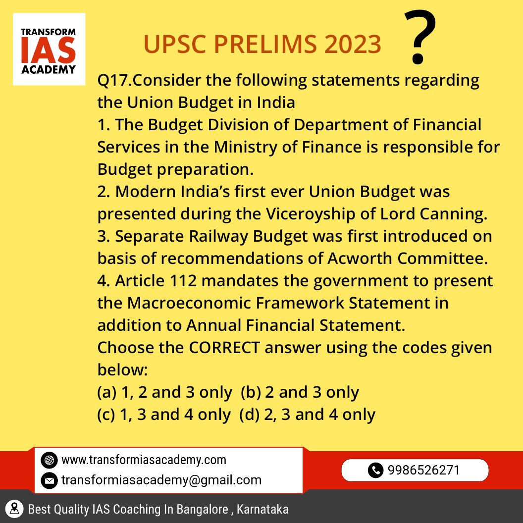 TRANSFORMIAS's tweet photo. UPSC PRELIMS 2023
Comment below the correct Answer
Follow us for Daily Important prelims Questions.
#prelims2023
#prelimsmcq
#prelimsquestions
#currentaffairs2023
#upsc2023
#IAS#UPSC
#transformiasacademy https://t.co/1EgA9n1Iwc
