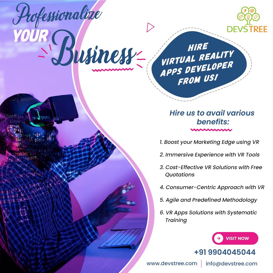 devstreeit's tweet image. Transform your business with our Virtual Reality app developer. Get an immersive experience, cost-effective solutions, and consumer-centric approach. 

Contact us for a free quote!
📧: info@devstree.com
☎️: +91 99040 45044

#VRappdeveloper #ImmersiveExperience #ITservices #India