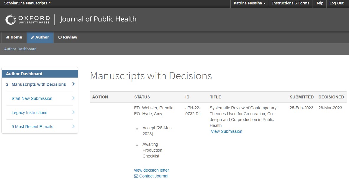 health_cascade's tweet photo. #New @health_cascade📢✨
Katrina Messiha et al.'s “Systematic Review of Contemporary Theories Used for Co-creation, Co-design and Co-production in Public Health” has been accepted for Publication in Journal of Public Health (Copyright © 2023 Oxford University Press)🥳👏🙌🤓 https://t.co/Q3hOo8ClfJ