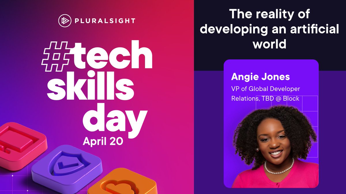 Angie Jones (@techgirl1908) on Twitter photo I love seeing the excitement around AI lately and the really cool apps being created!
Join me for <a href="/Pluralsight/">Pluralsight</a>'s Tech Skills Day. In my keynote, I'll discuss the reality of developing an artificial world 🤖
Register for free: plrsig.ht/TSD-share I love seeing the excitement around AI lately and the really cool apps being created!
Join me for <a href="/Pluralsight/">Pluralsight</a>'s Tech Skills Day. In my keynote, I'll discuss the reality of developing an artificial world 🤖
Register for free: plrsig.ht/TSD-share