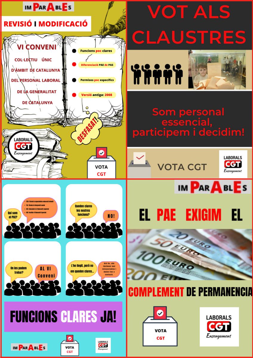 CgtLaborals's tweet photo. Un vot per la lluita sindical, una victòria laboral. ✊

El 25 d'Abril vota @CgtLaborals 
Busca la teva mesa . Tens de 10h a 19h per fer efectiu el canvi!
 Som  #ImPArablEs som #Imprescindibles #SomPAE 

#Lalluitacontinua https://t.co/UTeLtcBAVb