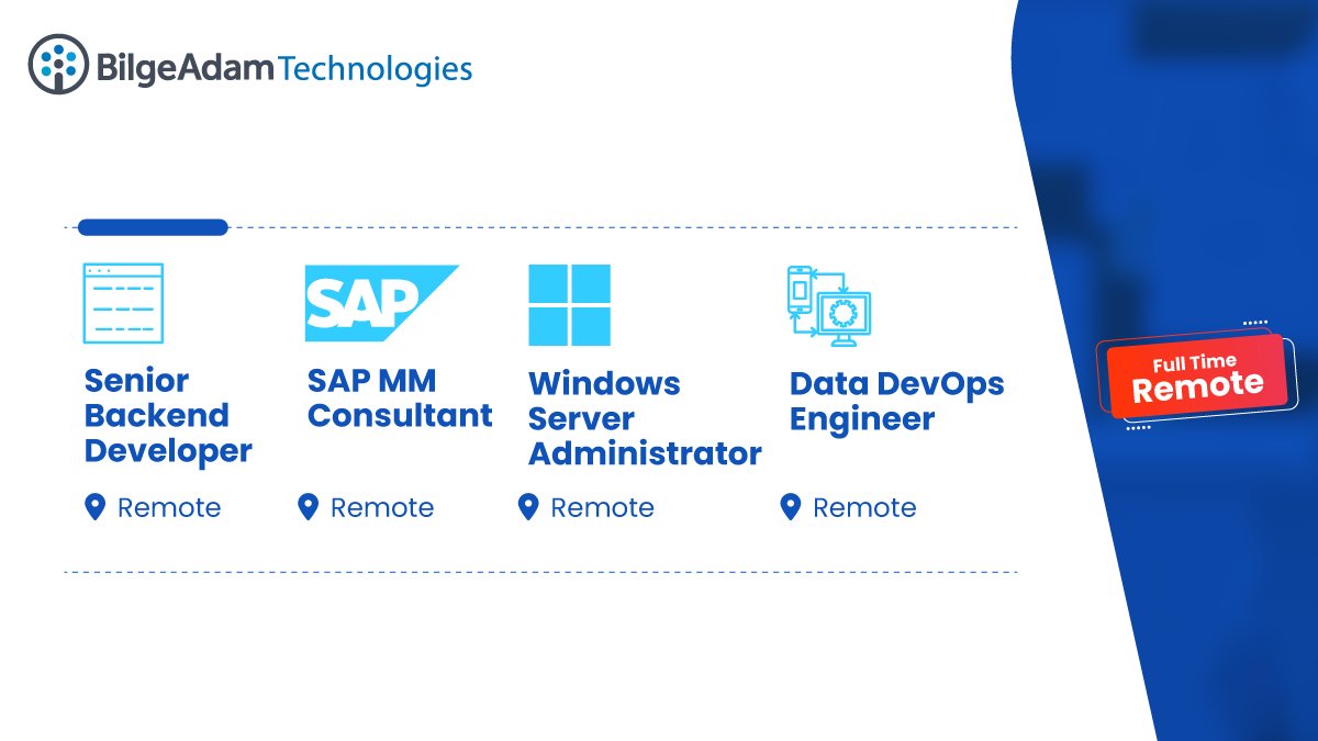 bilgeadam's tweet image. Açık pozisyonlar hakkında detaylı bilgi ve başvuru için: jobs.bilgeadamtechnologies.com/jobs/Careers

#BilgeAdam #Remote #FullTimeRemote #Backend #Developer #BackendDeveloper #SAP #WindowsServer #DevOps #Career