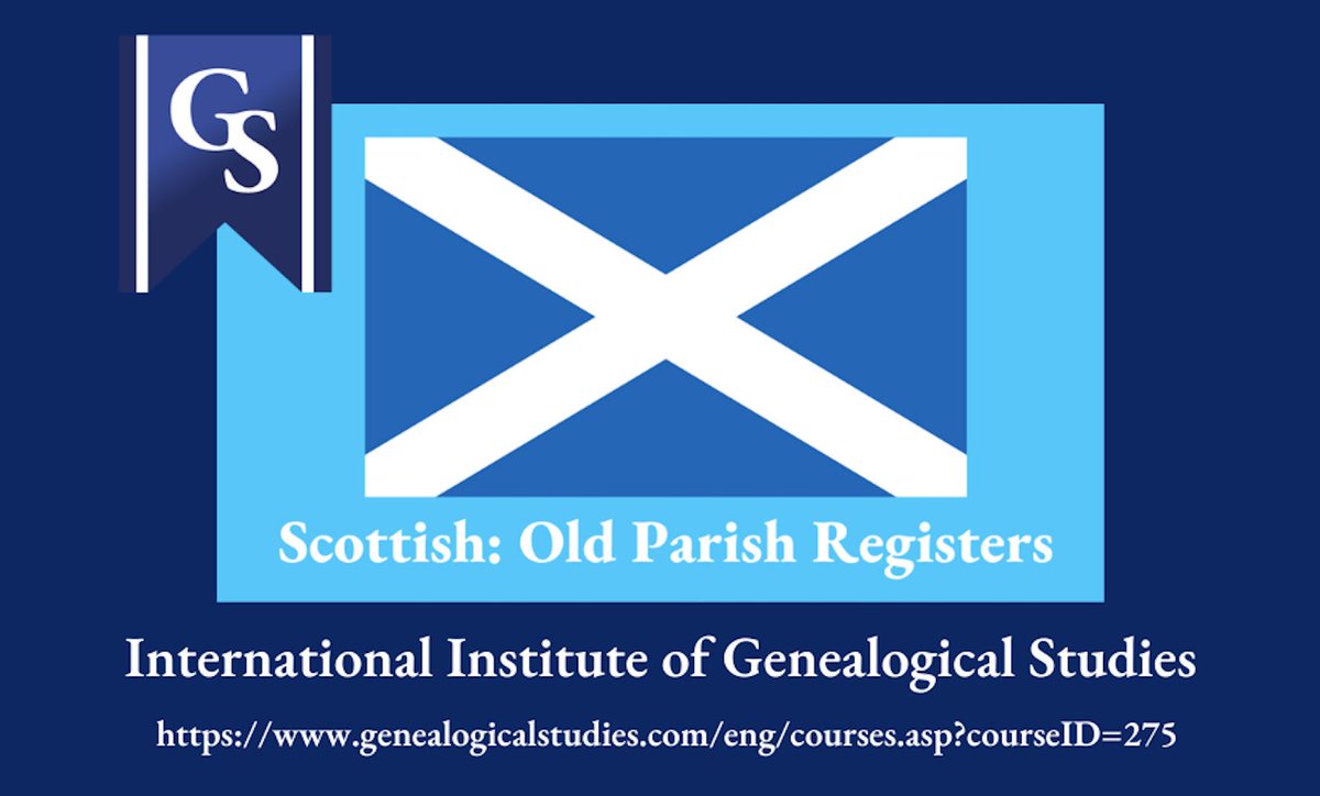 #Scottish: Old Parish Registers. This International Institute of Genealogical Studies course examines information about ancestors in the Old Parish Registers (OPRs) of the Church of Scotland. Course offered monthly. Register today! #genealogy <a href="/GeneaStudies/">International Institute of Genealogical Studies</a>
genealogicalstudies.com/eng/courses.as…