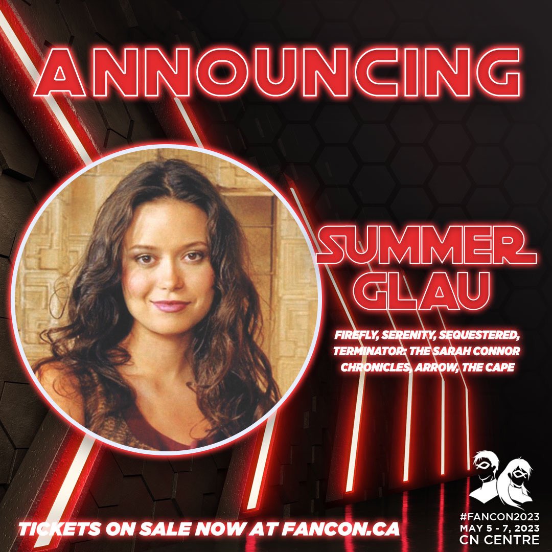 Summer is the latest guest for the 2023 @northernfancon taking place May 5-7 in Prince George, BC, Canada. 
Get your tickets at fancon.ca/tickets/

#SummerGlau #NorthernFanCon #cityofPG #Firefly #Terminator #Arrow