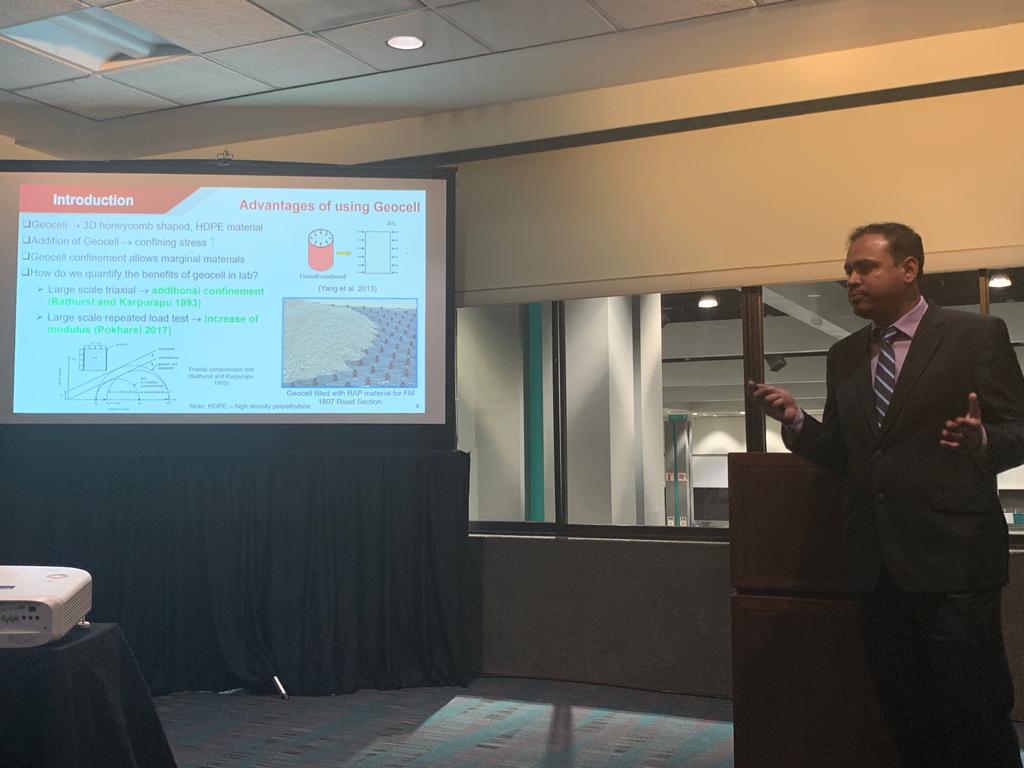 It was a great experience while presenting our work on the benefits of using Geocells for pavement infrastructure at #geocongress2023 in Los Angeles.