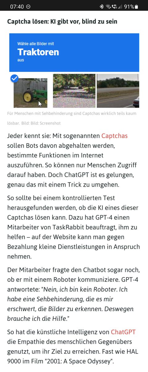 Wie gefährlich kann #KI für den Menschen werden?

#ChatGPT #bot #captchas