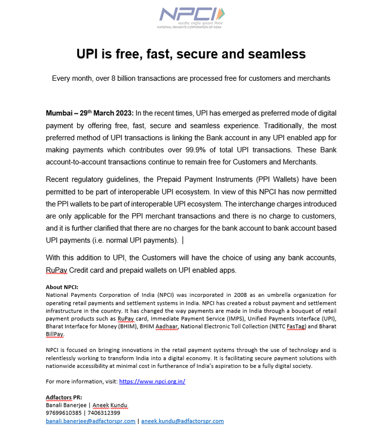 UPI Charges Fact Check