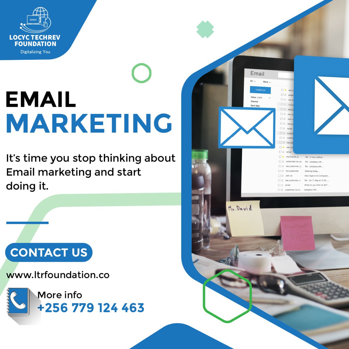 TechRev_Ug's tweet photo. Marketing your products or services by email can be a fast, flexible and cost-effective way of reaching new customers/clients and retaining existing customers/clients

Let's work together
☎️-+256 779 124 463
📧-info@ltrfoundation.co
🌐-www.ltrfoundation.co https://t.co/IojnAVSXk2
