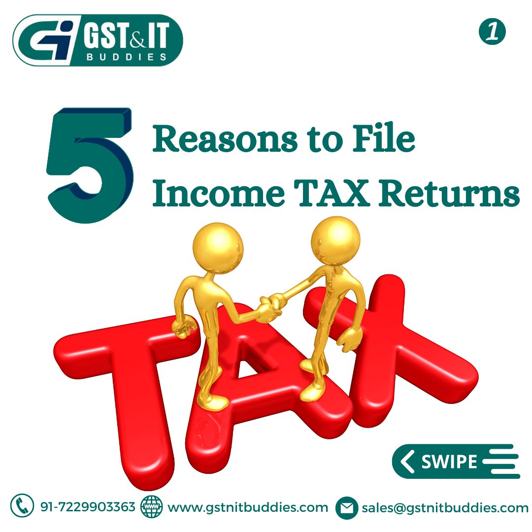 gst_itbuddies's tweet photo. 5 Reasons to File Income Tax Return

Connect with us: - +91-7229903363

Mail us: - sales@gstnitbuddies.com

Website: - https://t.co/nEAKd8Y0du

#incometax #india #incometaxindia #gst #tax #incometaxseason #gstindia #taxation #incometaxtime #incometaxteamindia #incometaxation #gstindianews #taxtime #gstindia2023 #taxrefund #returns #taxes #penalties #mcom #icai #cma #companies #outsourcing #incometaxreturnfiling