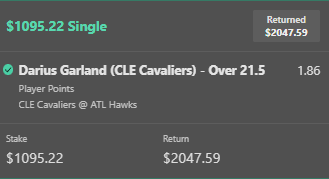 Our Level 5 bet goes BOOM with Darius Garland!!