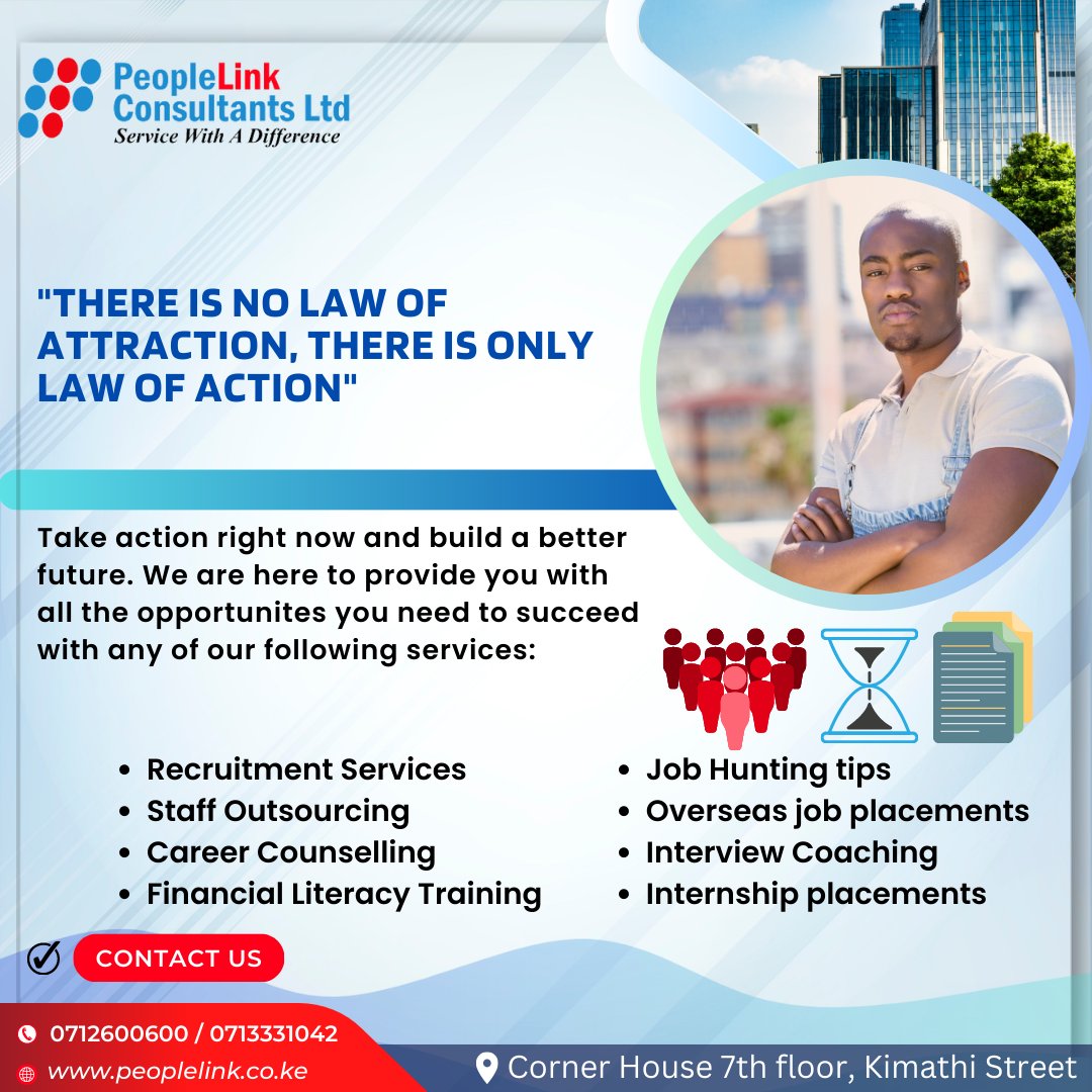 PeopleLinkLTD's tweet photo. Don't wait, begin your journey to success with us.
#jobs #jobalert #job #jobvacancy #jobopenings
#jobopportunities2023 #Peoplelink #managementjobs #highpayingjobs #overseasjobs #kenyantrends #kenyansincanada #kenyansineurope https://t.co/SlpdpXmTUv