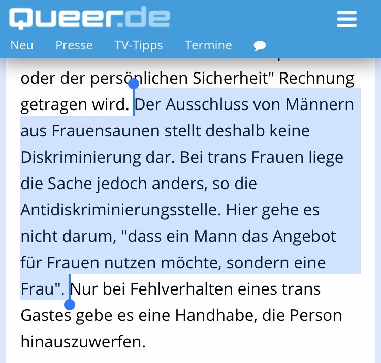 Frau Ataman möchte also, dass jeder Mann uneingeschränkt Zugang zu Räumen &amp; Diensten für Frauen &amp; Mädchen hat, sobald er verkündet „ich identifiziere mich als Frau“ 🤡

Wir leben in einer Irrenanstalt.

queer.de/detail.php?art…

 #Selbstbestimmungsgesetz #FrauenSagenNein