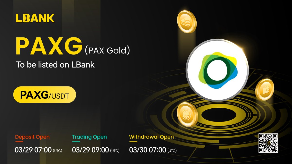 🎉 New #listing 🌟 PAXG (PAX Gold) Will be Listed on LBank @Paxgold_token  Pax Gold (PAXG) is a gold-backed cryptocurrency, launched by the creators  of Paxos Standard (PAX) in September 2019. ❤️