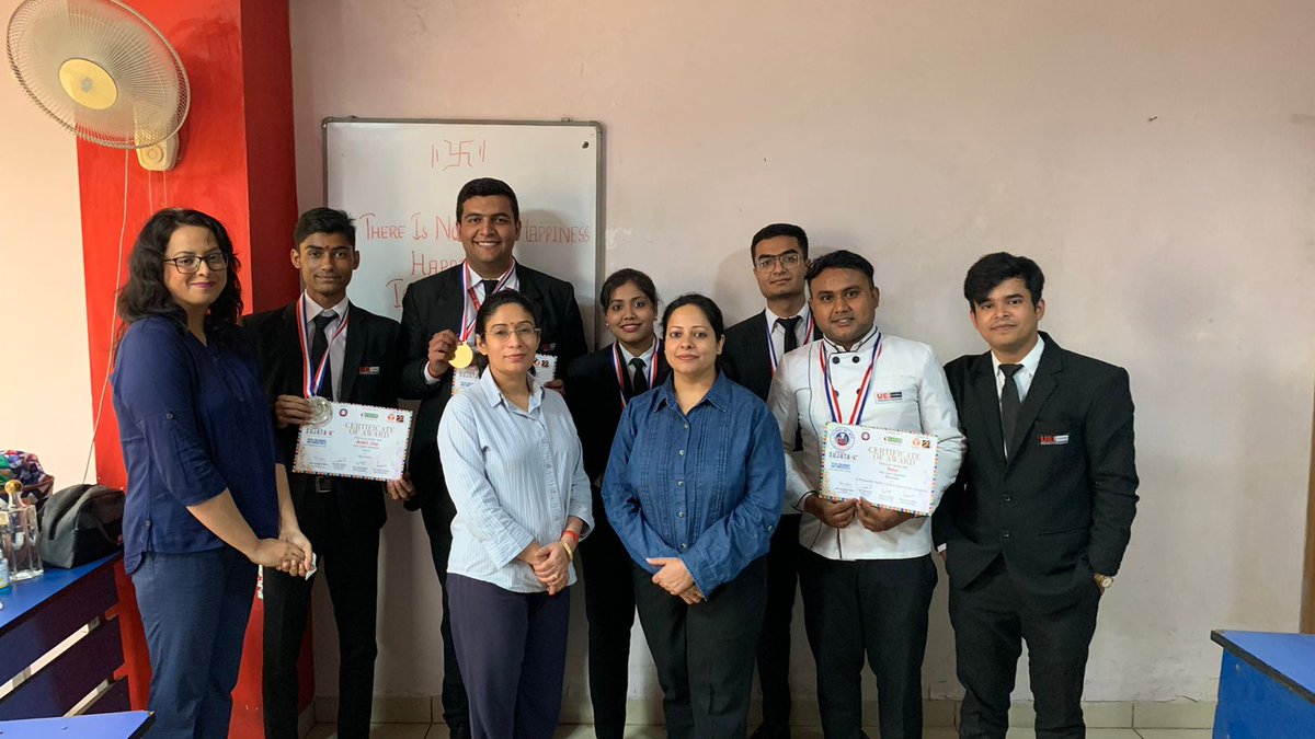 UEIGlobal's tweet photo. We at UEI GLOBAL ROHINI celebrate victory of our students at AAHAR competition  where we won 3 Gold medals, 1 Silver Medal in Mixology competition and in Chef's competition win 1 Bronze Medal.
#aahar #aahar2023 #masterclass #masterrecipe  #exhibitions #ueiglobal #ueiglobaldelhi https://t.co/o7POA0ccV7