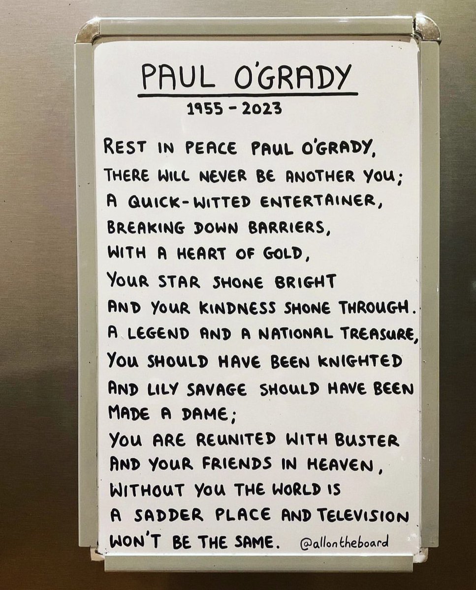 Such sad news to wake up, not many people can wear the crown national treasure but he certainly could! Shine Bright #PaulOGrady as you always have done! Thanks for the fun ❤️#RIPPaulOGrady