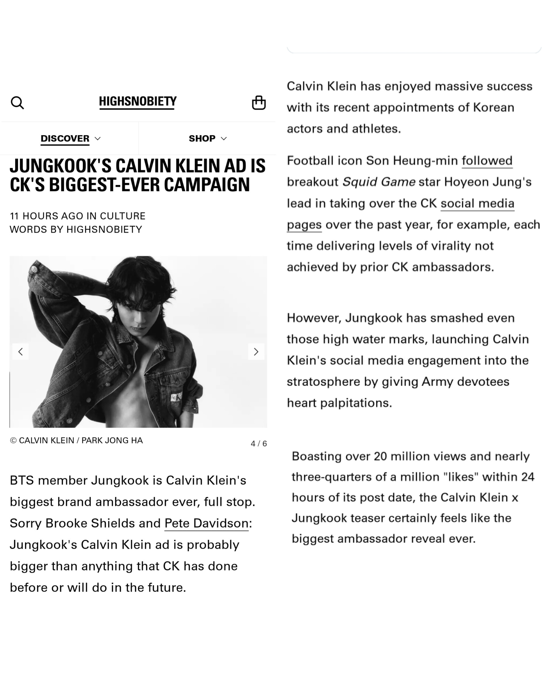 Calvin Klein Reveals New BTS' Jungkook Campaign Imagery