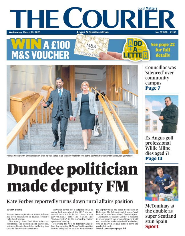 thecourieruk's tweet photo. Good morning from The Courier!

Here's the front page of your Angus and Dundee edition #buyapaper https://t.co/sYbcXOMPya https://t.co/JTFQ8xRzUm