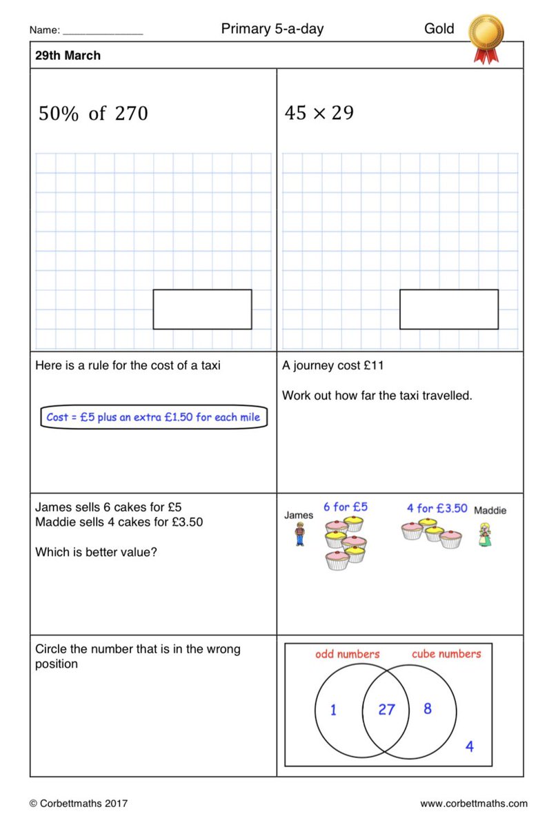 Corbettmaths on Twitter: "Primary 5-a-day with 4 levels of difficulty ...