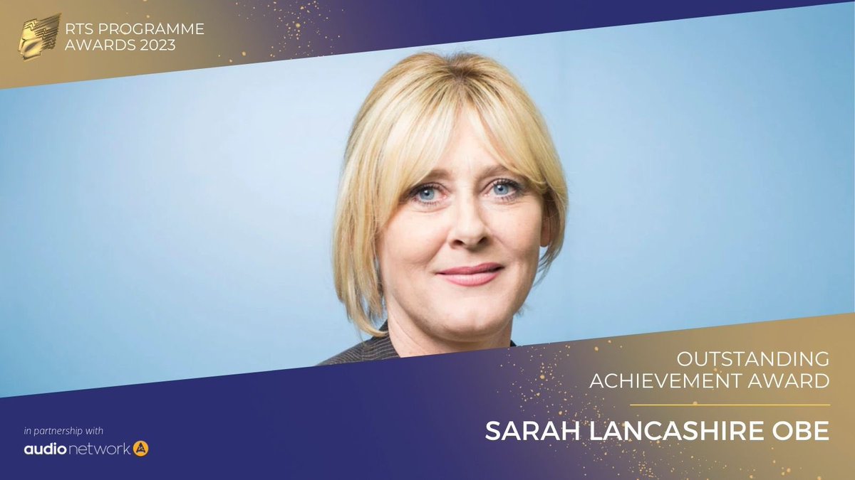 Last but certainly not least... This year's Outstanding Achievement award goes to 'the consummate screen actor, the real deal,' Sarah Lancashire! #RTSAwards