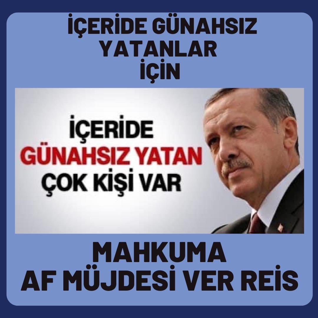 AFMüjdesi Bekliyoruz <a href="/RTErdogan/">Recep Tayyip Erdoğan</a> <a href="/dbdevletbahceli/">Devlet Bahçeli</a> <a href="/YildizFeti/">Feti Yıldız</a> <a href="/yilmaztunc/">Yılmaz TUNÇ</a> <a href="/Hayati_Yazici/">Hayati Yazıcı</a> <a href="/avabdullahguler/">Abdullah Güler</a> <a href="/bybekirbozdag/">Bekir  Bozdağ</a>  <a href="/TBMMGenelKurulu/">TBMM Genel Kurulu</a>  bu ülke hepimizin Mahkum ve yakınlarını ötekileştirmeyin