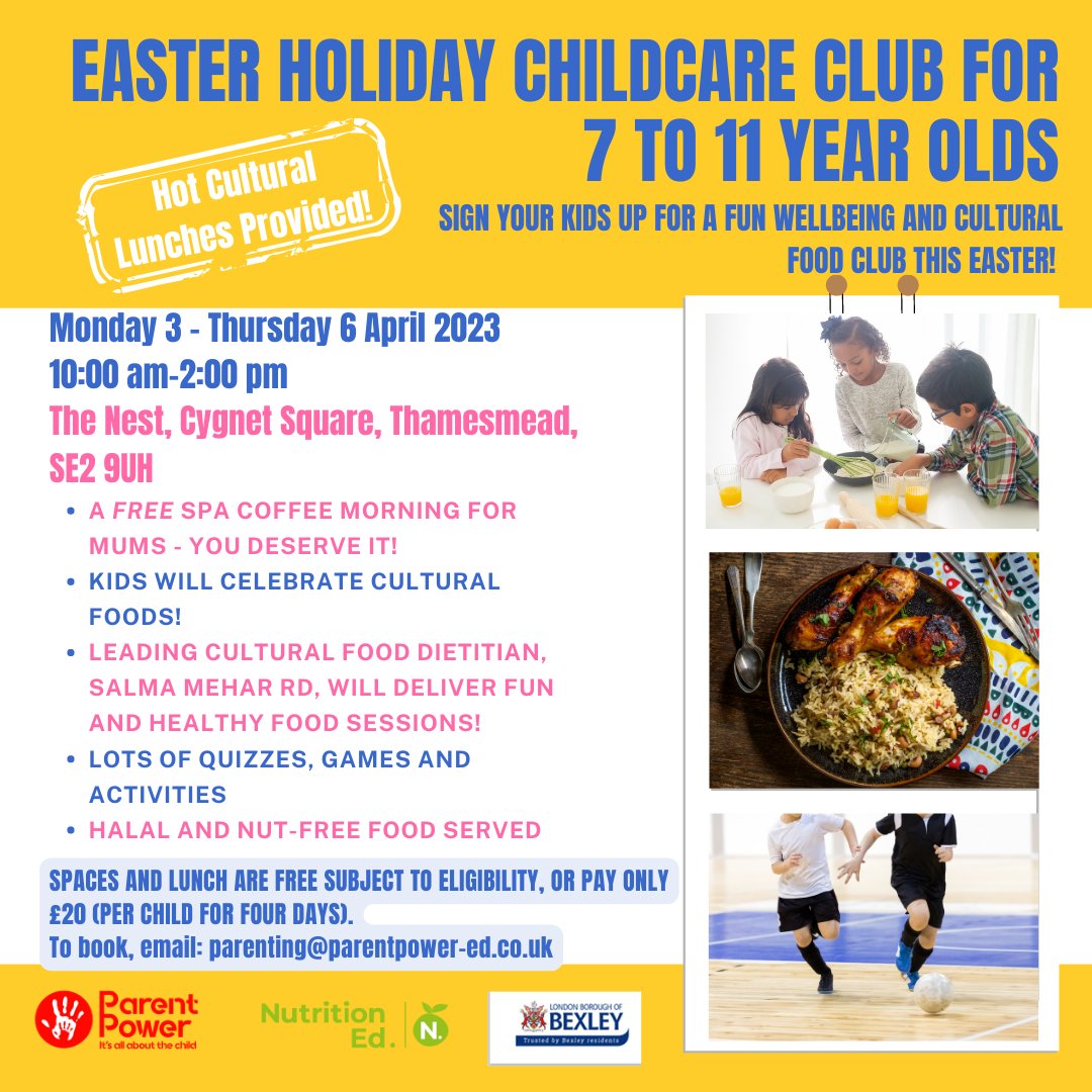 Sign up your child/children this easter to the Bexley HAF programme! (We're offering a special treat for mums!) eventbrite.com/e/575909850867

#bexley #easter #HAF