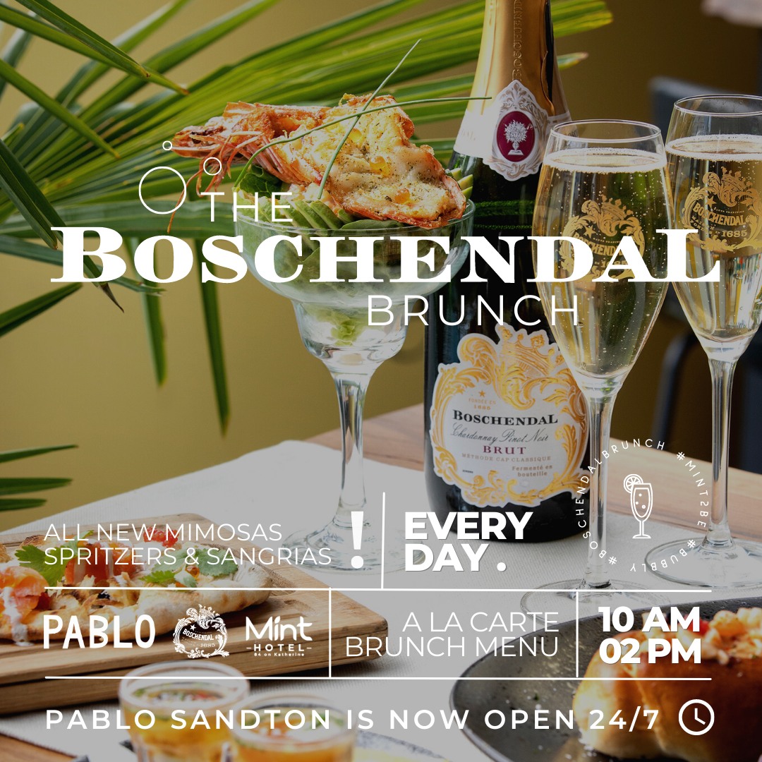 Stay_MINTHotels's tweet photo. The Boschendal Brunch is back! 

Enjoy ALL NEW Mimosas, Spritzers &amp; Sangrias along with a brand NEW menu to celebrate with friends, family &amp; colleagues!

📍MINT Hotel 84 on Katherine
⏰10am – 2pm Daily
📞078 206 4463 

Alcohol not for sale to persons under the age of 18.
#mint2be https://t.co/U7op3zgAd1