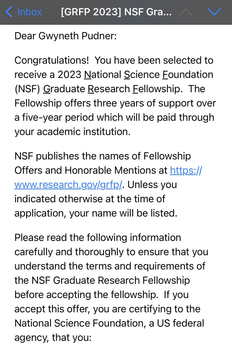 So excited to share that I’ve been awarded NSF GRFP!! Very grateful to everyone who has supported me through the application process and my grad school journey!