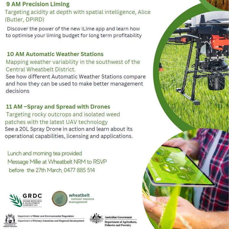 Looking forward to presenting with <a href="/alicebutler23/">Alice Butler</a> at Friday's <a href="/Living_Farm/">Living Farm</a> AgTech Demo Day at the York CRC. Late RSVPs accepted! agric.wa.gov.au/apps/ilime #drones <a href="/mywildeye/">wildeye® monitoring</a> <a href="/Wheatbeltnrm/">Wheatbelt NRM</a>  @DPIRDWA <a href="/GRDCWest/">GRDC West</a>