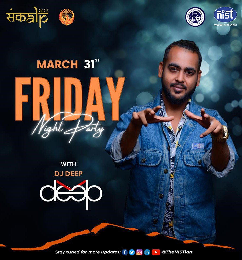NIST_University's tweet photo. Get ready to groove to the beats of DJ Deep as he spins the perfect tunes for Sankalp 2k23 at NIST Berhampur! Don't miss out on this exciting musical experience. 

#DJDeep #Sankalp2k23 #MusicFever #sankalpatnist #avyuday #SciTechFest2023 #nist #thenistian #nistbrahmapur https://t.co/8hNZrXTMoA