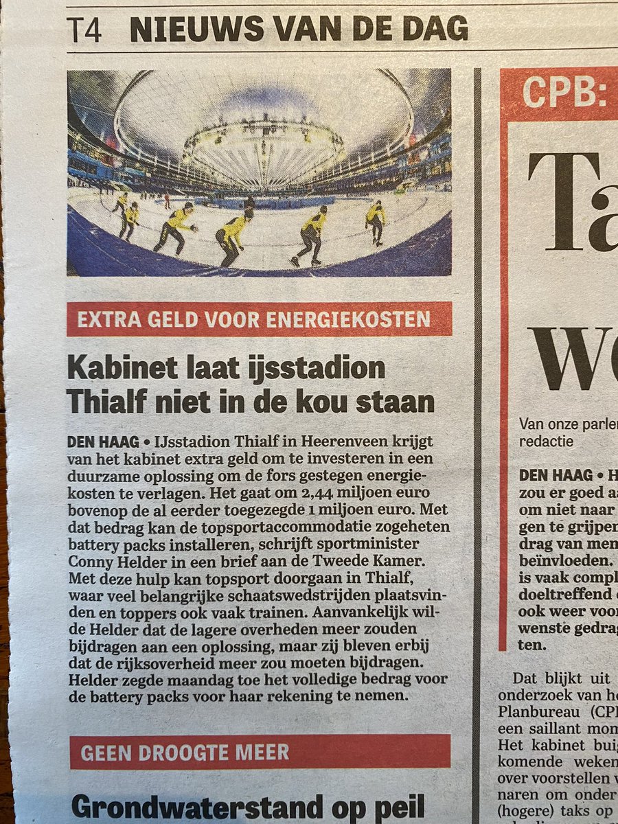 FrankvdWallBake's tweet photo. Deze beslissing liet wat lang op zich wachten maar is natuurlijk meer dan terecht. De maatschappelijke rol van @Thialf is op zoveel fronten evident. Het is namelijk veel meer dan alleen (top)sport en tevens ook een blinkend visitekaartje voor ons land. https://t.co/bT1V5lJCOU
