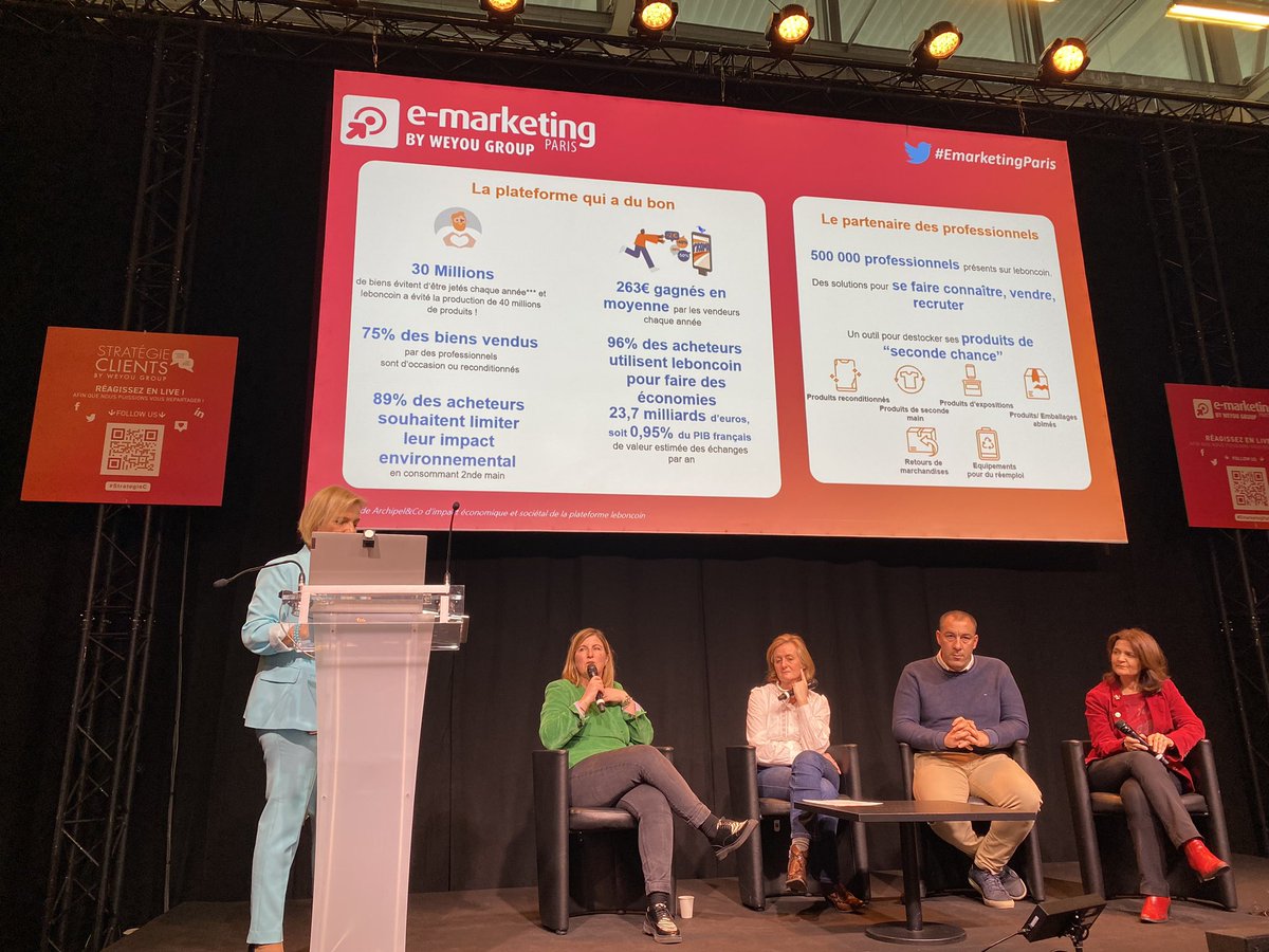 Des #marques qui placent l’#EconomieCirculaire au 💚de leur modèle. Merci <a href="/CecileDELETTRE/">Cécile Delettré</a> pour cette #conférence au salon <a href="/EMarketingParis/">E-Marketing Paris</a> avec les #témoignages et #bonnespratiques de <a href="/leboncoin/">leboncoin</a> <a href="/Fnac/">Fnac</a> <a href="/Darty_Officiel/">Darty</a> <a href="/Decathlon/">Decathlon</a> <a href="/BNPParibas/">BNP Paribas Group</a> <a href="/BNPP_PF/">BNP Paribas 𝙋𝙚𝙧𝙨𝙤𝙣𝙖𝙡 𝙁𝙞𝙣𝙖𝙣𝙘𝙚</a> 
#RSE #secondevie #BCircular