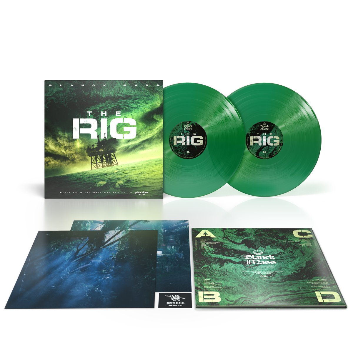 Available now to pre-order @BlanckMass 'The Rig (Prime Video Original Series Soundtrack)' 2 x green vinyl set Released 28th April @invadauk sundialrecords.ie/products/blanc…