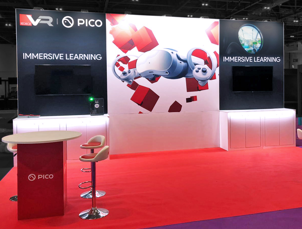 If you're heading to @Bett_show check out the @redboxvr team in Hall N9 Stand NG41 and also at Stand HG30 exhibiting alongside many of their partners on not one, but two stands! #Bett2023 #BettUK #BestBettEver #vr #virtualreality #exhibition #design