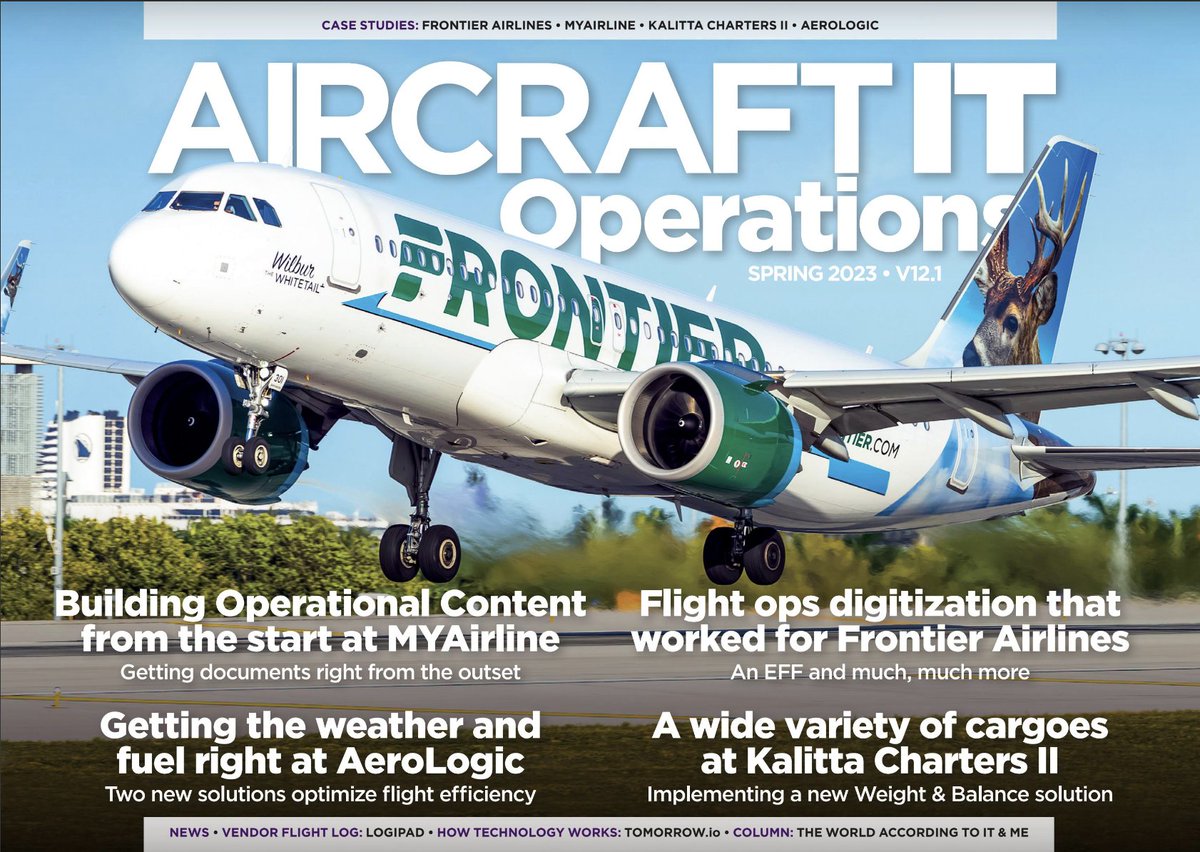 Discover exactly how <a href="/FlyFrontier/">Frontier Airlines</a>  implemented a phased digitisation of their Flight Operations. Read the story by Casey Meeks in the latest edition of <a href="/AircraftIT/">AircraftIT</a>: lnkd.in/d343Fxay
#FrontierAirlines #pilot #pilotlife #aviation #aviationlovers #pilotlifestyle #avgeek #EFB