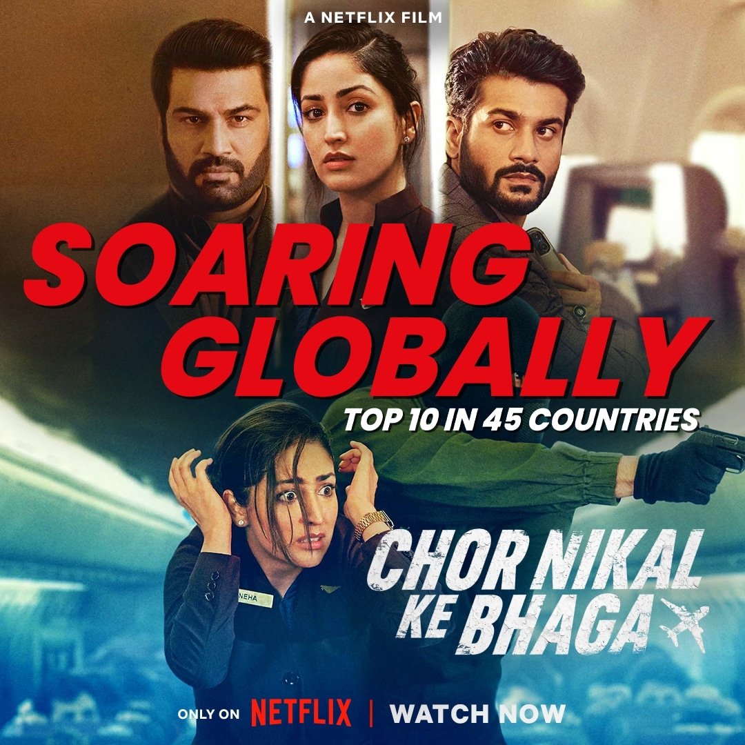 #ChorNikalKeBhaga is TRENDING IN TOP 10 IN FILMS ACROSS 45 COUNTRIES AND to say it has exceeded ALL our expectations is an understatement. Thank you giving this flight all the feels! 🥺♥️ Watch now only on @NetflixIndia! @sunnykaushal89 @NetflixIndia @MaddockFilms  @SharadK7