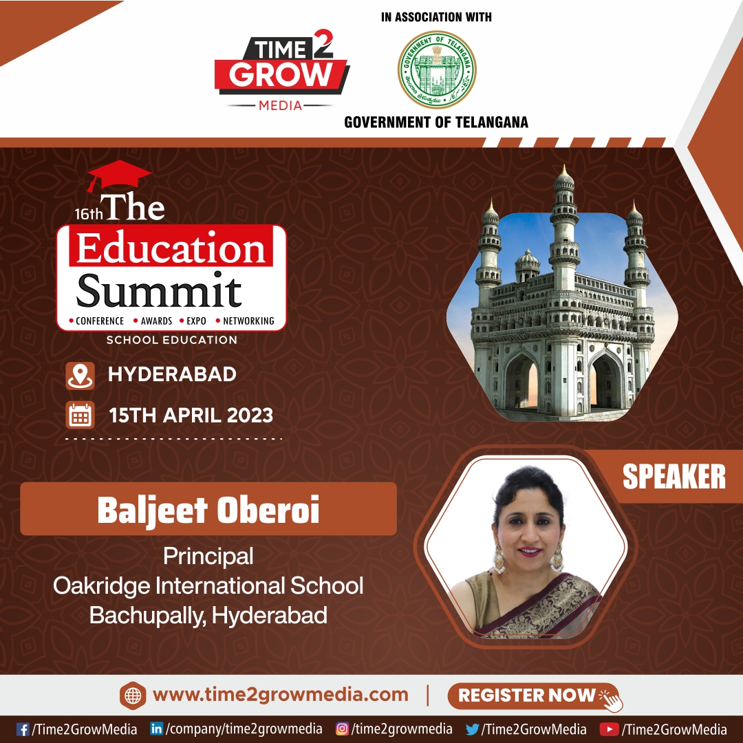 Time2GrowMedia's tweet image. We're delighted to welcome 𝗕𝗮𝗹𝗷𝗲𝗲𝘁 𝗢𝗯𝗲𝗿𝗼𝗶, Principal, Oakridge International School, Bachupally, #Hyderabad as a 𝗦𝗽𝗲𝗮𝗸𝗲𝗿 at the 16th edition of #TheEducationSummit in Hyderabad.
#Time2GrowMedia #TESHyderabad @TelanganaCMO @TSEduDept @learnois @NAEducation