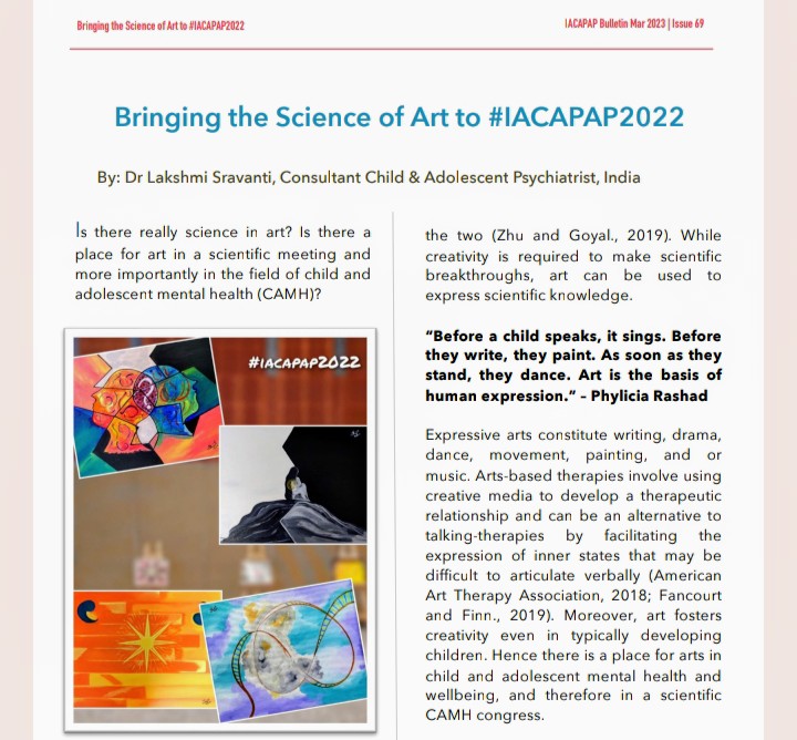 dr_sravanti's tweet image. Let&apos;s make the best use of #ScienceandArt by integrating the two! 🔬 &amp;amp; 🎨

A snapshot of the purpose of art displayed at the #IACAPAP2022 Congress in Dubai iacapap.org/news/bringing-… #childmentalhealth #childdevelopment #childrightsadvocate